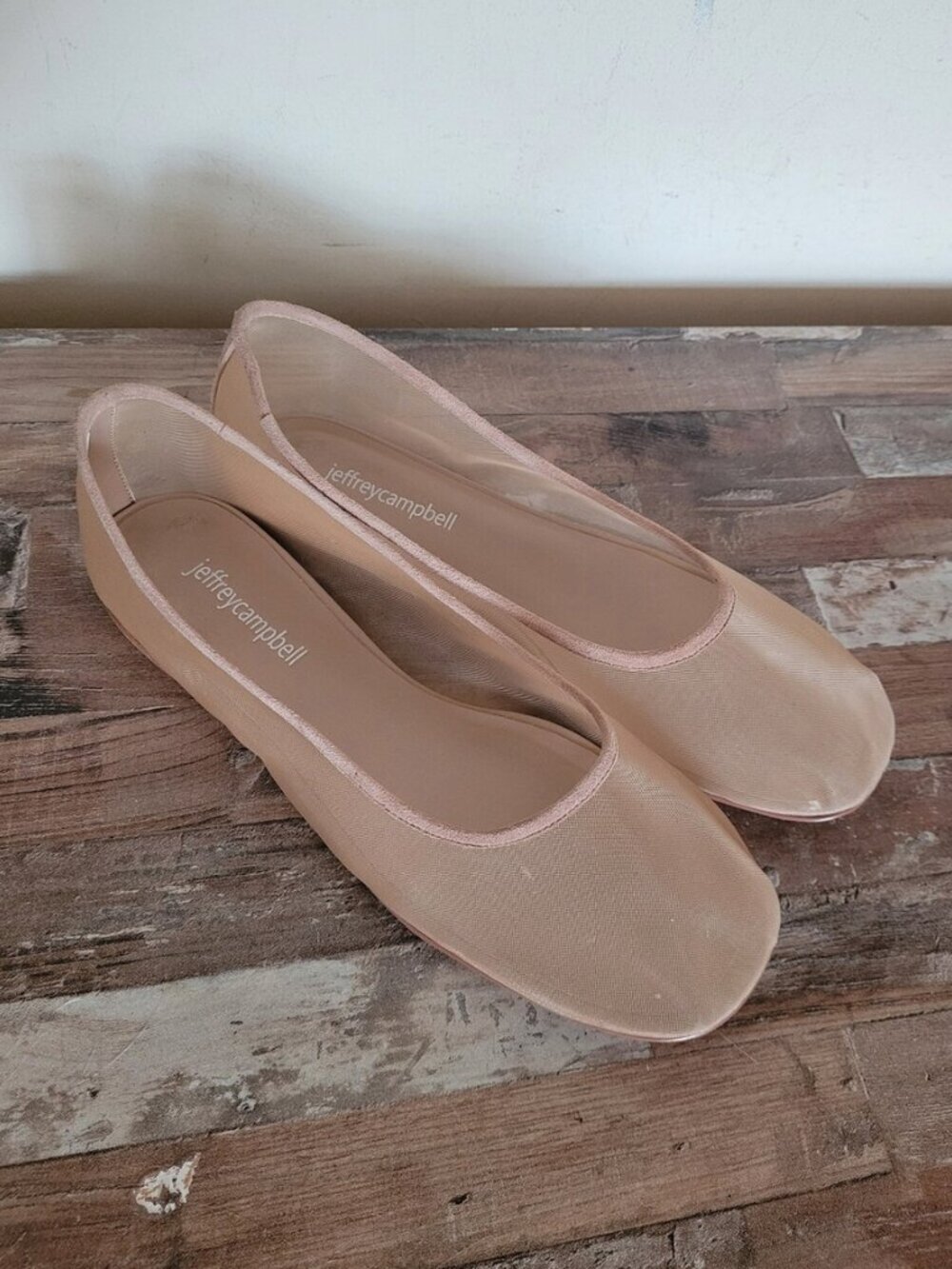 Free People Jeffrey Campbell Ballet Mesh See Through Flats Beige Shoes size 8 - Picture 2 of 8